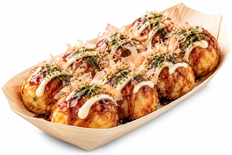 舟皿に盛られたたこ焼き
